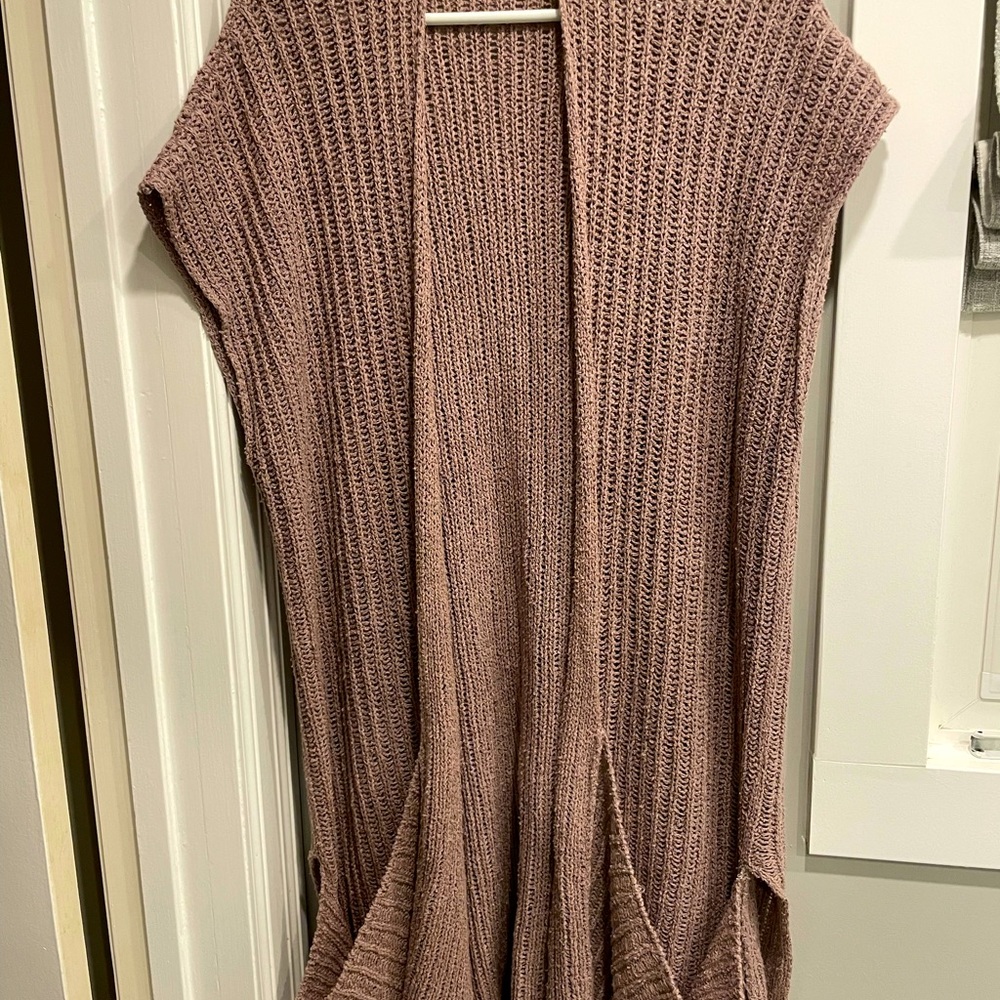 Free People slouchy pocket long cotton vest